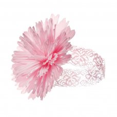 HB100-P: Pink Lace Headband w/Flower